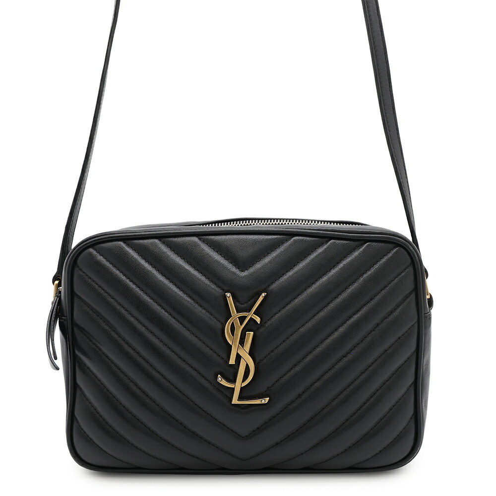 Saint Laurent Paris Shoulder Bag Lou Camera V stitch Leather Black